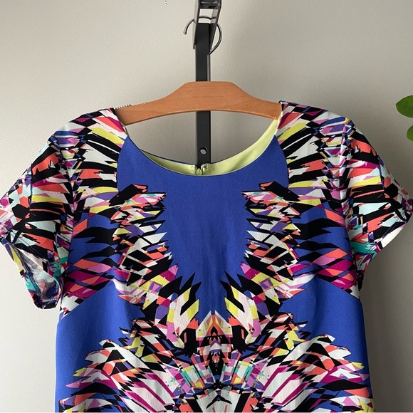 Vintage Signature By Robbie Bee Funky Geometric Neon Printed Midi Dress Size 14 - Picture 6 of 9